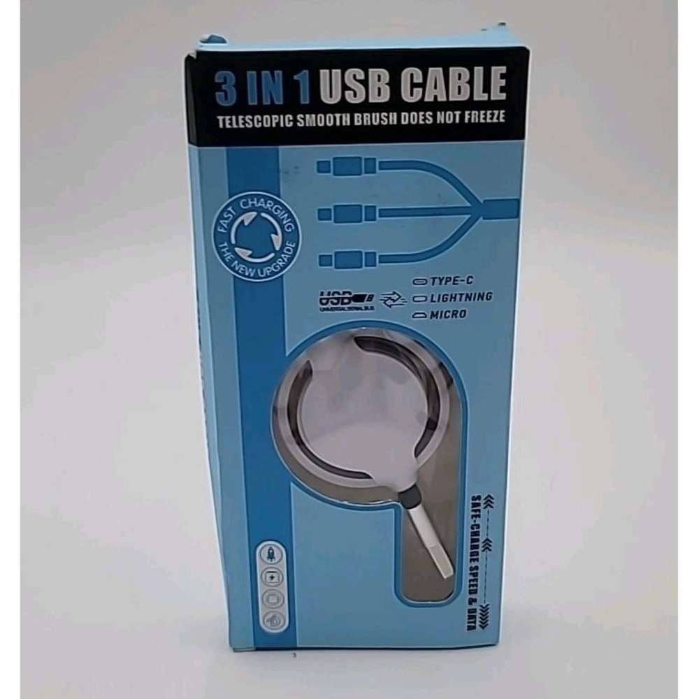 3 in 1 Charging Cable Retractable Multi Type C/Fast Micro USB Charger Cord